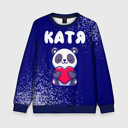 Свитшот детский Катя панда с сердечком, цвет: 3D-синий
