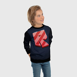 Свитшот детский Roblox red - Роблокс полосатый логотип, цвет: 3D-черный — фото 2