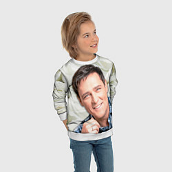 Свитшот детский Юрий Шатунов на фоне белых роз, цвет: 3D-белый — фото 2