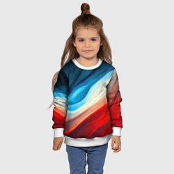 Свитшот детский Неоновые яркие волны, цвет: 3D-белый — фото 2