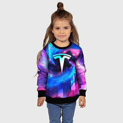 Свитшот детский Tesla неоновый космос, цвет: 3D-черный — фото 2