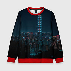 Свитшот детский Ночной неоновый город, цвет: 3D-красный