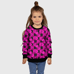 Свитшот детский Black and pink hearts pattern on checkered, цвет: 3D-черный — фото 2