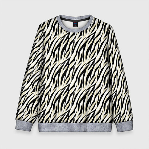 Детский свитшот Тигровый полосатый узор-черные, бежевые полосы на / 3D-Меланж – фото 1