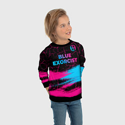 Свитшот детский Blue Exorcist - neon gradient: символ сверху, цвет: 3D-черный — фото 2