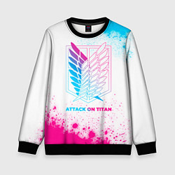 Свитшот детский Attack on Titan neon gradient style, цвет: 3D-черный