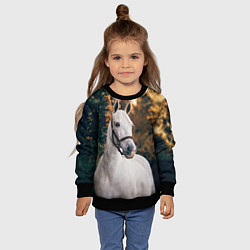 Свитшот детский Белая лошадка, цвет: 3D-черный — фото 2