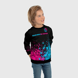 Свитшот детский Manchester United - neon gradient: символ сверху, цвет: 3D-черный — фото 2