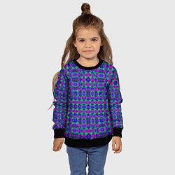 Свитшот детский Калейдоскопический неоновый узор, цвет: 3D-черный — фото 2