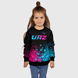 Свитшот детский UAZ - neon gradient: символ сверху, цвет: 3D-черный — фото 2