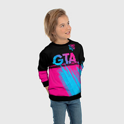 Свитшот детский GTA - neon gradient: символ сверху, цвет: 3D-черный — фото 2