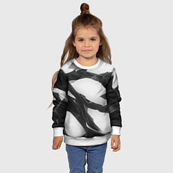 Свитшот детский Осколки кристалла, тёмная абстракция, цвет: 3D-белый — фото 2