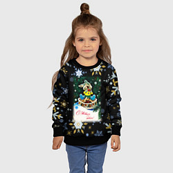Свитшот детский Новый Год Зайчик Кушает Печенье, цвет: 3D-черный — фото 2