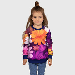 Свитшот детский Яркие фанстастические цветы, цвет: 3D-синий — фото 2