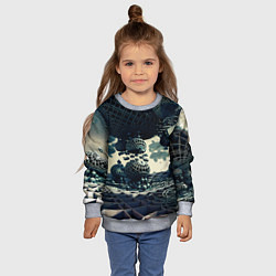 Свитшот детский Трехмерный готический фрактал, цвет: 3D-меланж — фото 2