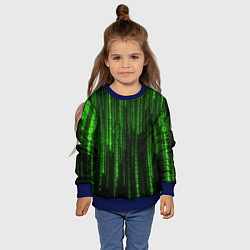 Свитшот детский Двоичный код зеленый, цвет: 3D-синий — фото 2