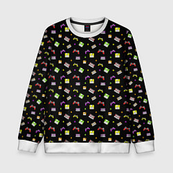 Свитшот детский 90s pattern on black, цвет: 3D-белый