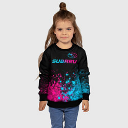 Свитшот детский Subaru - neon gradient: символ сверху, цвет: 3D-черный — фото 2