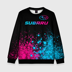 Свитшот детский Subaru - neon gradient: символ сверху, цвет: 3D-черный