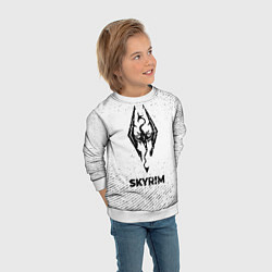 Свитшот детский Skyrim с потертостями на светлом фоне, цвет: 3D-белый — фото 2