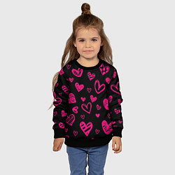 Свитшот детский Розовые сердца, цвет: 3D-черный — фото 2