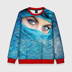 Свитшот детский Синеглазая девушка в хиджабе, цвет: 3D-красный