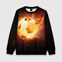 Свитшот детский Футбольный мяч огонь, цвет: 3D-черный
