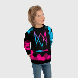 Свитшот детский Watch Dogs - neon gradient, цвет: 3D-черный — фото 2
