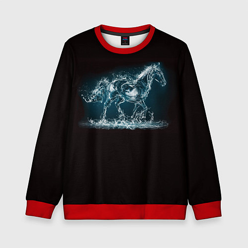 Детский свитшот Лошадь из водяных капель / 3D-Красный – фото 1