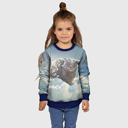 Свитшот детский Кот встречает Новый Год!, цвет: 3D-синий — фото 2