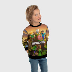 Свитшот детский Ярослав Minecraft, цвет: 3D-черный — фото 2