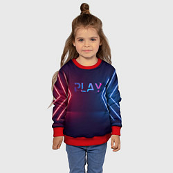 Свитшот детский Play неоновые буквы и красно синие полосы, цвет: 3D-красный — фото 2