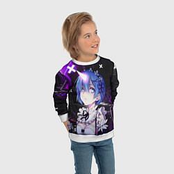 Свитшот детский Rem - ReZero - Абстракция, цвет: 3D-белый — фото 2