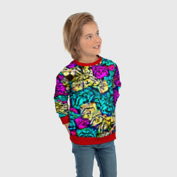 Свитшот детский Психоделические манулы, цвет: 3D-красный — фото 2
