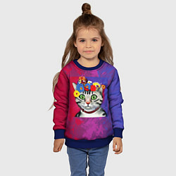 Свитшот детский Кошка Фриды Кало из нейросети, цвет: 3D-синий — фото 2