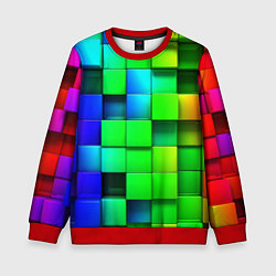 Свитшот детский Цветные неоновые кубы, цвет: 3D-красный