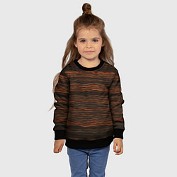Свитшот детский Оранжевые абстрактные волны материи, цвет: 3D-черный — фото 2