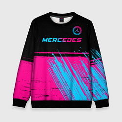 Свитшот детский Mercedes - neon gradient: символ сверху, цвет: 3D-черный