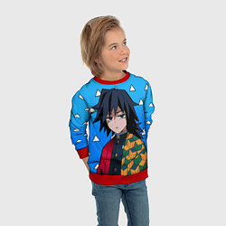 Свитшот детский Гию Томиока: Мем - Градиент, цвет: 3D-красный — фото 2