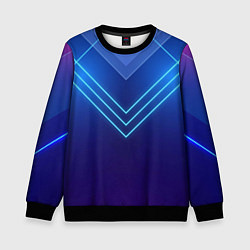 Свитшот детский Глубокий синий с неоновыми полосами, цвет: 3D-черный