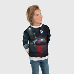 Свитшот детский Крутая бэха на ночной трассе, цвет: 3D-белый — фото 2