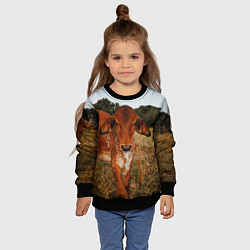 Свитшот детский Коровка на поле, цвет: 3D-черный — фото 2