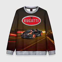 Свитшот детский Bugatti на ночной дороге, цвет: 3D-меланж