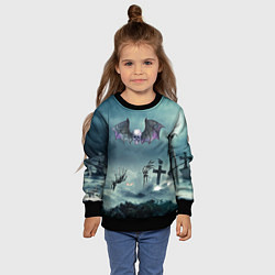 Свитшот детский Череп - летучая мышь, цвет: 3D-черный — фото 2