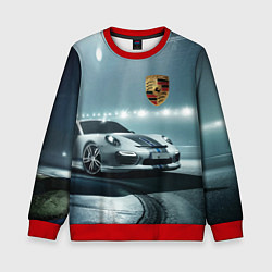 Свитшот детский Porsche - racing route - motorsport, цвет: 3D-красный