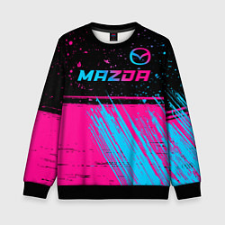 Свитшот детский Mazda - neon gradient: символ сверху, цвет: 3D-черный