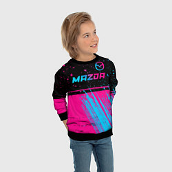 Свитшот детский Mazda - neon gradient: символ сверху, цвет: 3D-черный — фото 2