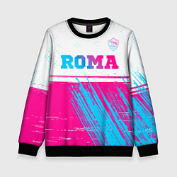 Свитшот детский Roma neon gradient style: символ сверху, цвет: 3D-черный