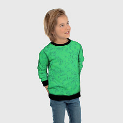 Свитшот детский Мраморный зеленый яркий узор, цвет: 3D-черный — фото 2