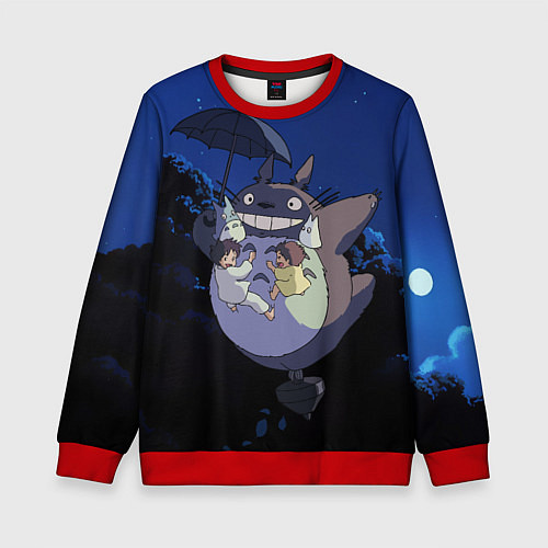Детский свитшот Night flight Totoro / 3D-Красный – фото 1